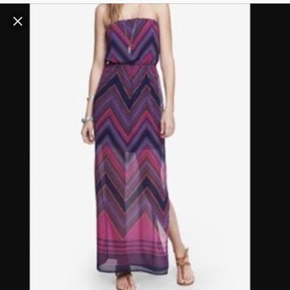 Express Strapless maxi with slit
